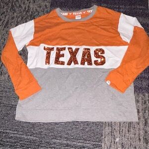 PINK Victoria's Secret Orange and Gray Texas Sweatshirt